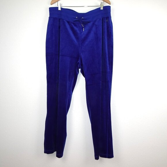 Calvin Klein Velour Pants Women's Plus Size 2X Blue Pull On Elastic Waist - Picture 1 of 11
